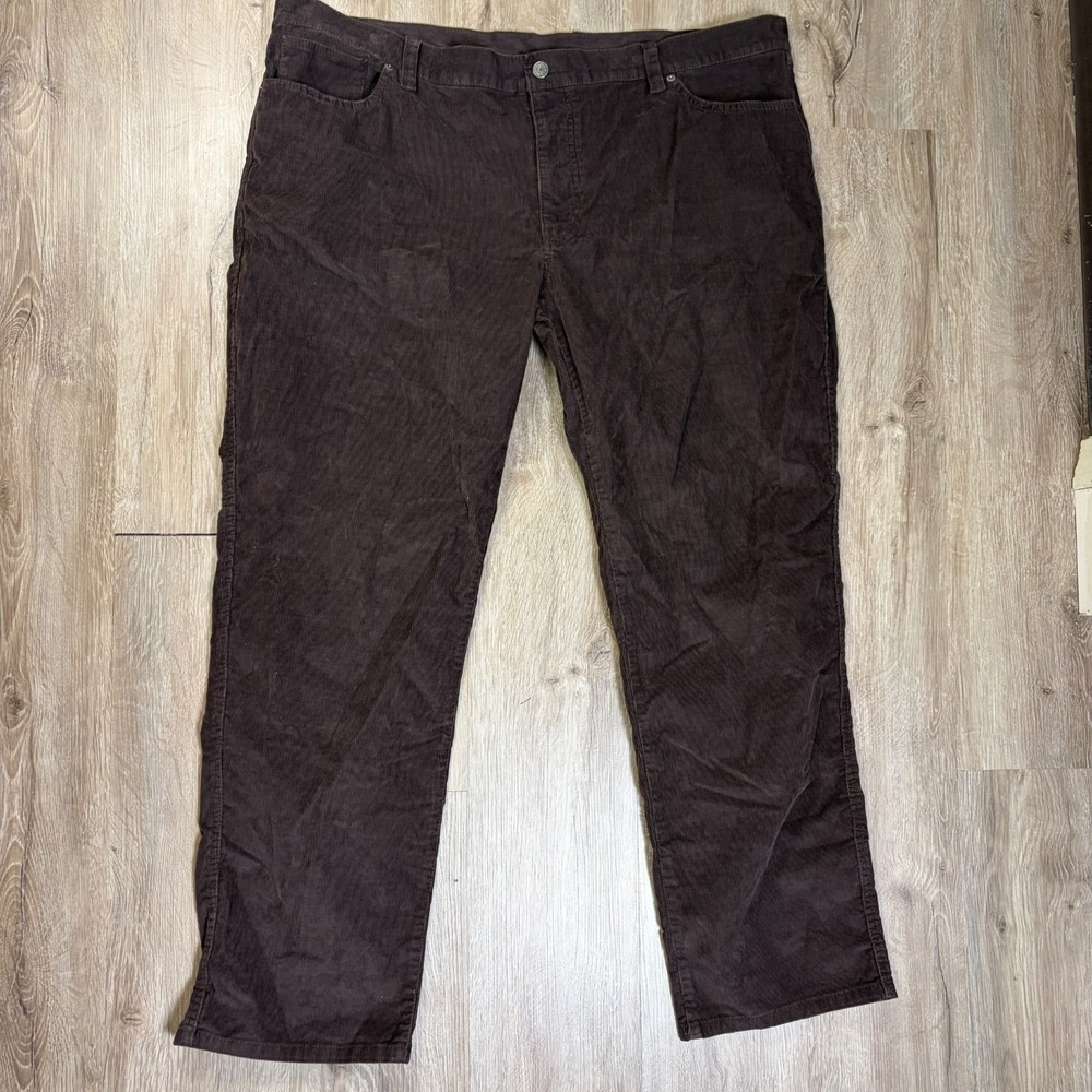 LL Bean Men's Corduroy Pants 44x32 Five-Pocket Standard Fit Brown Straight Leg